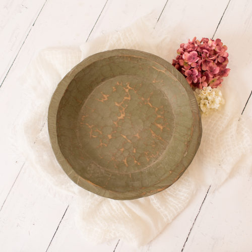 wood bowl olive green